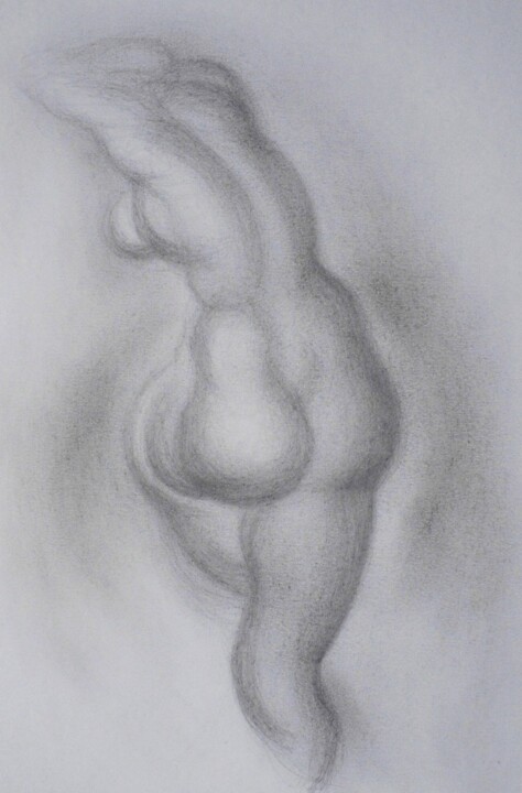 Zeichnungen mit dem Titel "Nudo femminile da t…" von Francesco Cagnato, Original-Kunstwerk, Bleistift