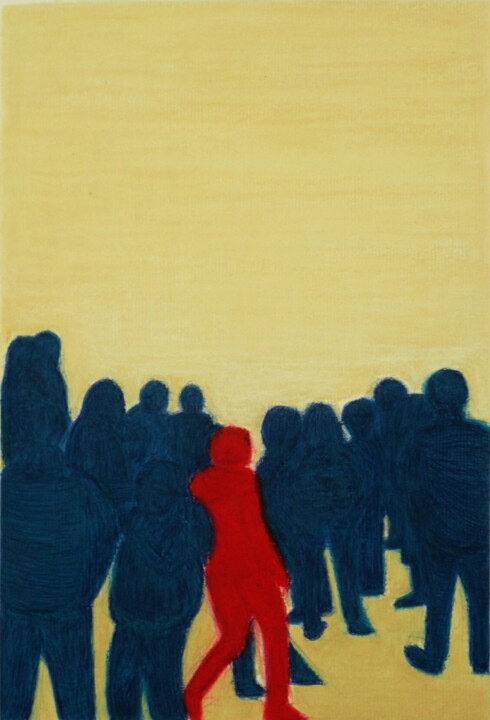 Dibujo titulada "Anima tra la gente-…" por Francesco Cagnato, Obra de arte original, Pastel