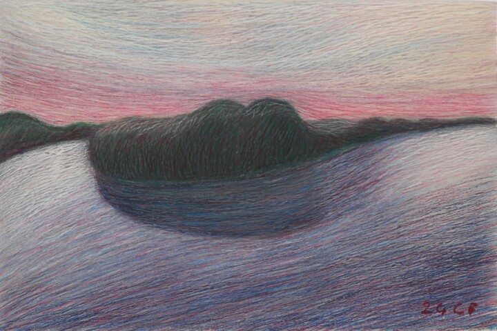 Disegno intitolato "Vicino al delta del…" da Francesco Cagnato, Opera d'arte originale, Pastello