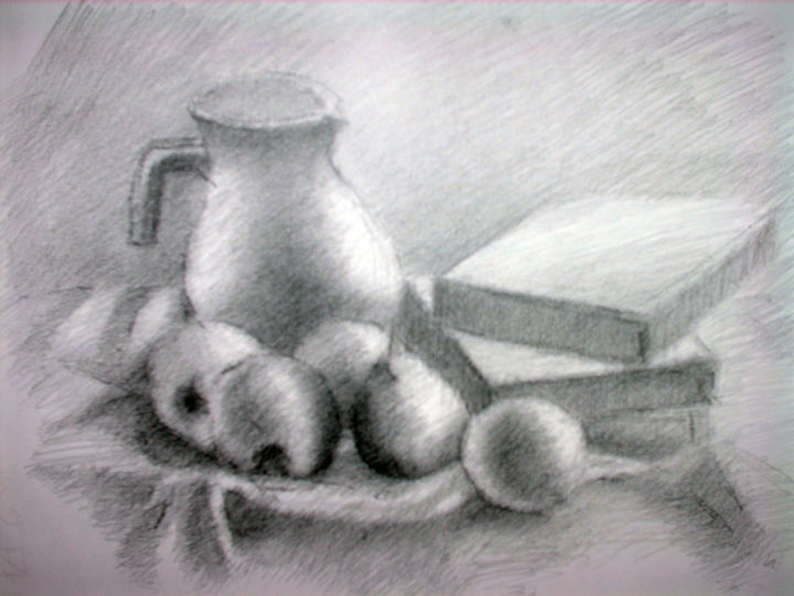 Disegno Natura Morta Disegni edo bianchedi Natura morta del vino disegno posizione con frutta libri e brocca francesco cagnato La matita autodidatta natura morta