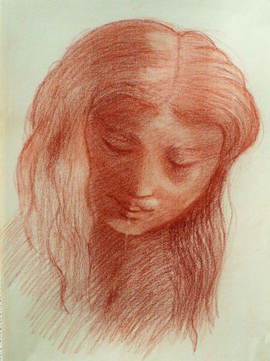 Disegno intitolato "Ritratto femminile" da Francesco Cagnato, Opera d'arte originale, Carbone