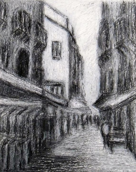 Tekening getiteld "Il mercato Ballaro'…" door Francesco Cagnato, Origineel Kunstwerk, Pastel