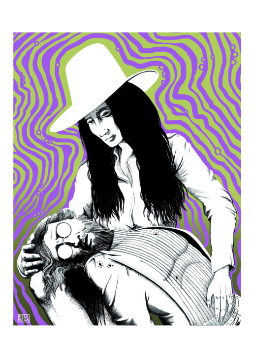 Printmaking titled "John Lennon and Yok…" by Francesco De La Vega Barcella, Original Artwork, Digital Print