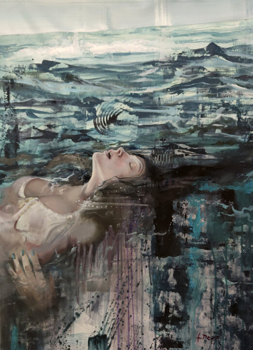 Painting titled "ophelia3" by Francesco Dezio, Original Artwork, Oil