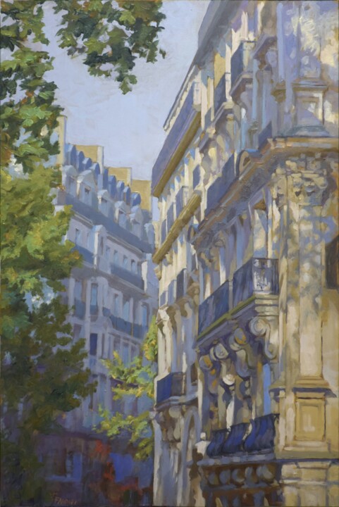 Pittura intitolato "View of Paris (Pala…" da Francesco Farolfi, Opera d'arte originale, Olio