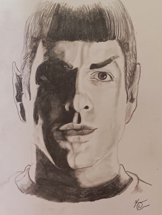 Drawing titled "Spock" by Francesco Marini, Original Artwork, Pencil