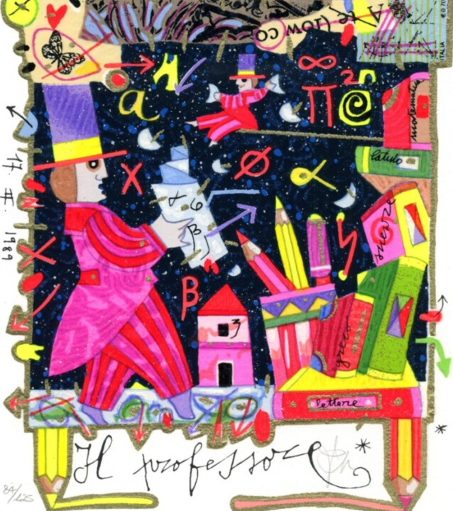 Incisioni, stampe intitolato "Il professore" da Francesco Musante, Opera d'arte originale, Acrilico