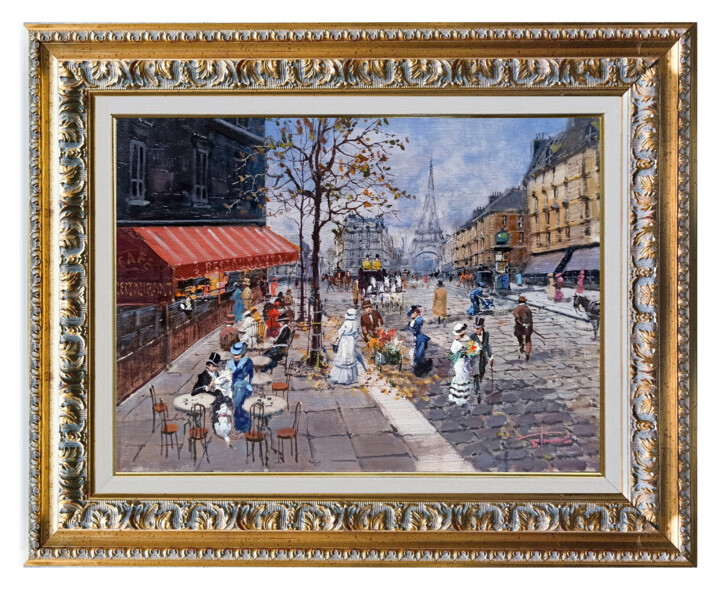 Malarstwo zatytułowany „Paris cityscape - C…” autorstwa Francesco Tammaro, Oryginalna praca, Olej Zamontowany na Panel drewn…