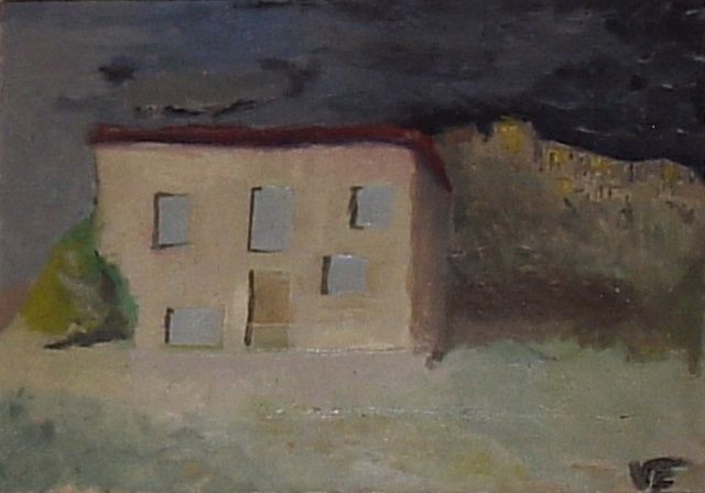 Painting titled "Paesaggio la casa…" by Francesco Verrengia, Original Artwork, Other