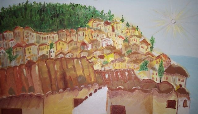 Painting titled "Paesaggio" by Francesco Verrengia, Original Artwork, Other