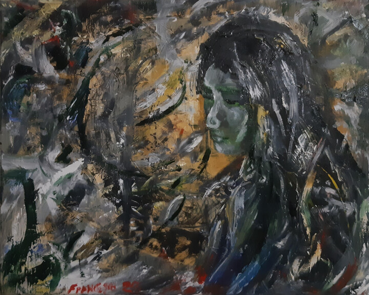 Painting titled "Mother" by F. Peña-Garcia, Original Artwork, Oil