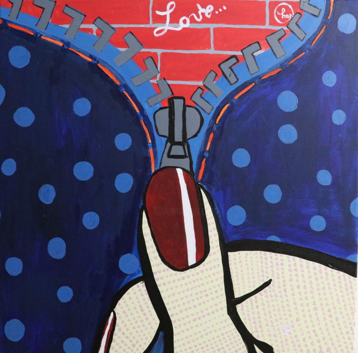 Peinture intitulée "Comic Love Lampo.jpg" par Haz, Œuvre d'art originale, Acrylique