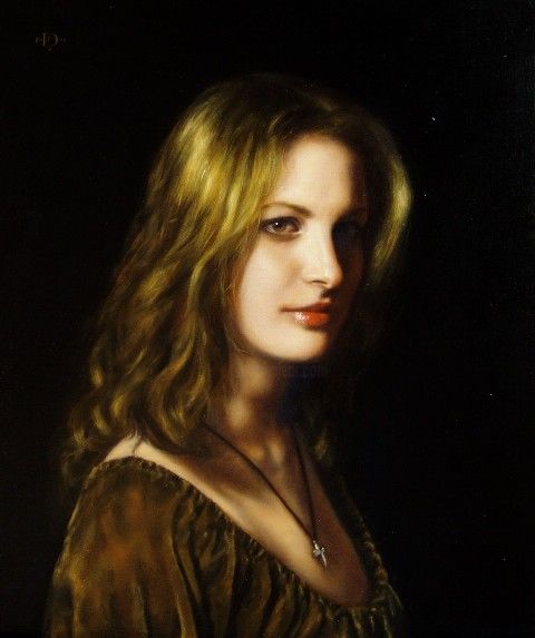 Painting titled "Ritratto di Melanie" by Francesco Dossena, Original Artwork