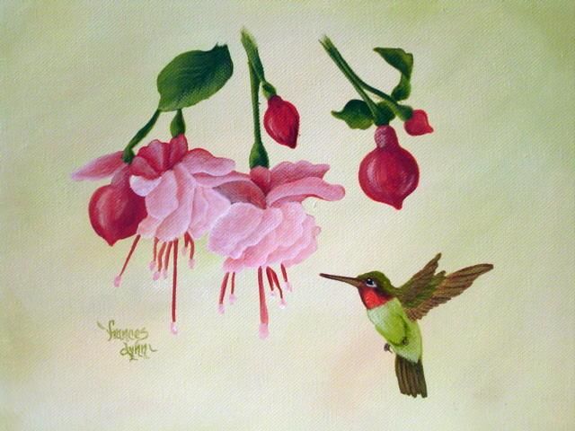 Painting titled "hummingbirdcanvas2.…" by Frances, Original Artwork