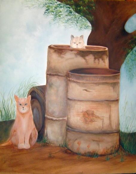 Painting titled "catsplayingcanvas.j…" by Frances, Original Artwork