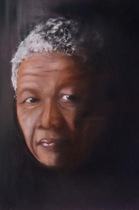 Dessin intitulée "Mandela" par Francette Guittard, Œuvre d'art originale, Pastel