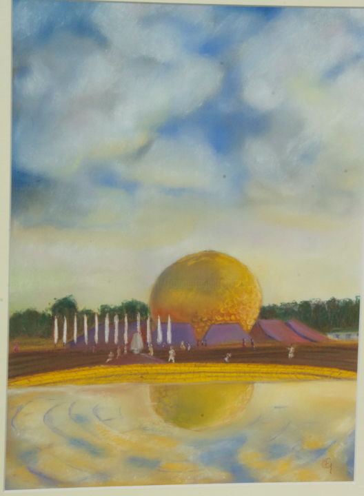 Desenho intitulada "Le Matri Mandir" por Francette Guittard, Obras de arte originais, Pastel