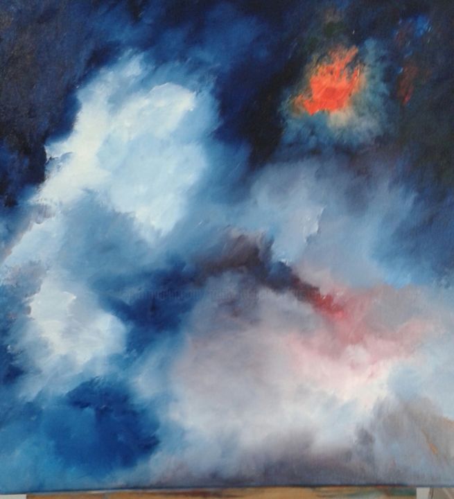 Peinture intitulée "Nuage d'orage" par Francette Guittard, Œuvre d'art originale, Acrylique