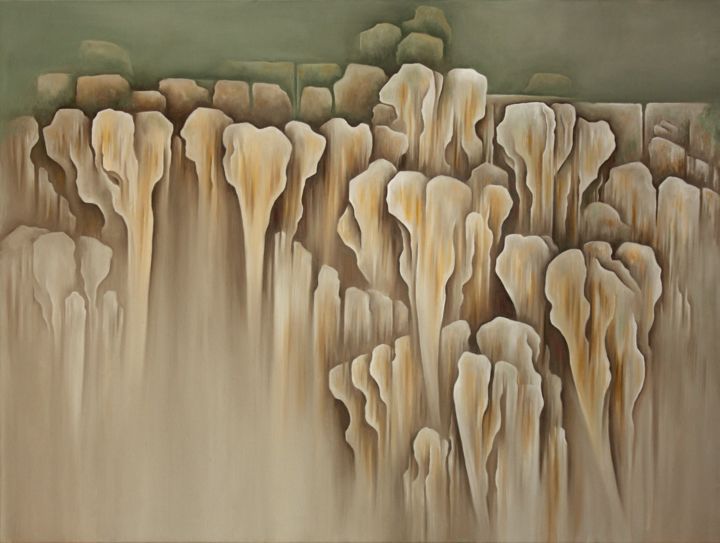 Peinture intitulée "Les falaises de Mon…" par Francine Saugey, Œuvre d'art originale