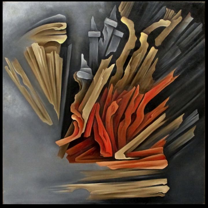 Peinture intitulée "Brulant" par Francine Saugey, Œuvre d'art originale