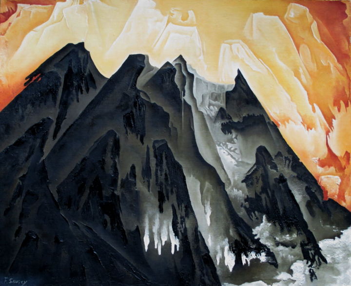 Painting titled "Crépuscule" by Francine Saugey, Original Artwork