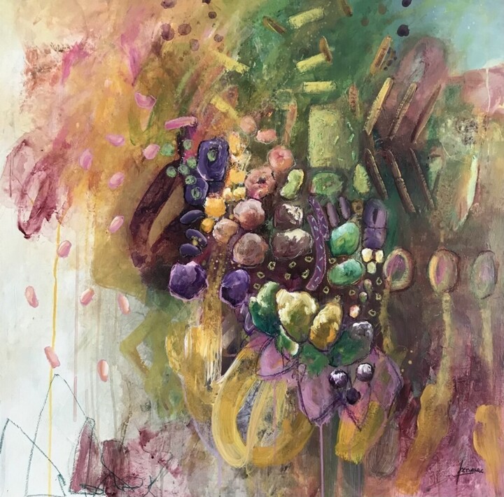 Pintura titulada "GREEN (Hommage à Pa…" por Francine Scrignac, Obra de arte original, Acrílico Montado en Bastidor de camill…