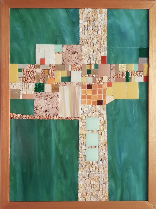 Painting titled "Vitrail ?" by Francine Bonnet, Original Artwork, Mosaic