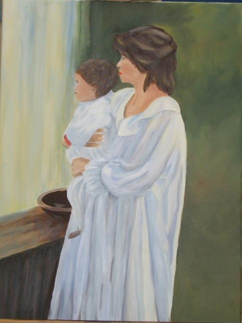 Peinture intitulée "Mère et l'enfant.jpg" par Francine Georget, Œuvre d'art originale