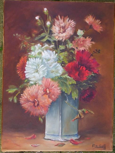Painting titled "Bouquet" by Francine Legoff Jeanneret, Original Artwork
