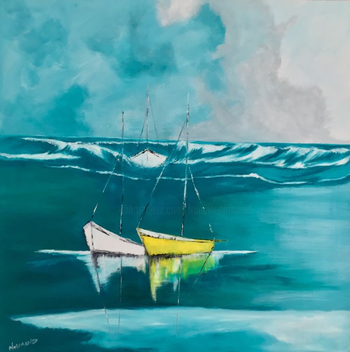 Peinture intitulée "Cote d'azur" par Normand, Œuvre d'art originale, Acrylique