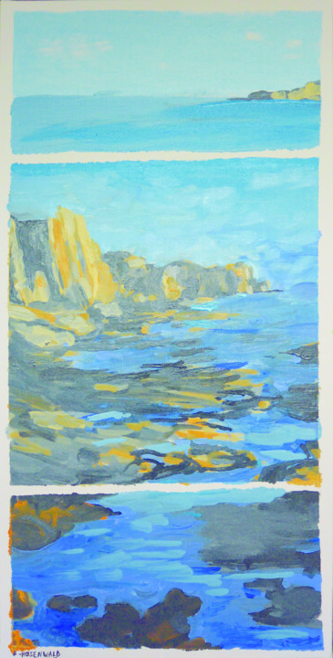 Peinture intitulée "Falaise et rochers" par Francine Rosenwald : Parcours Artistique, Œuvre d'art originale, Huile Monté sur…