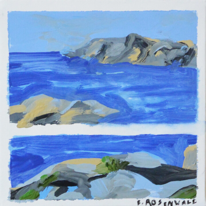 Painting titled "La mer" by Francine Rosenwald : Parcours Artistique, Original Artwork, Oil