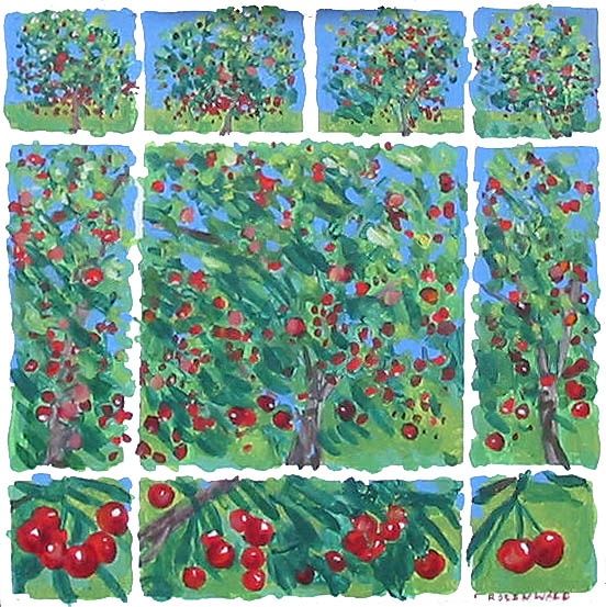 Painting titled "Cerises" by Francine Rosenwald : Parcours Artistique, Original Artwork