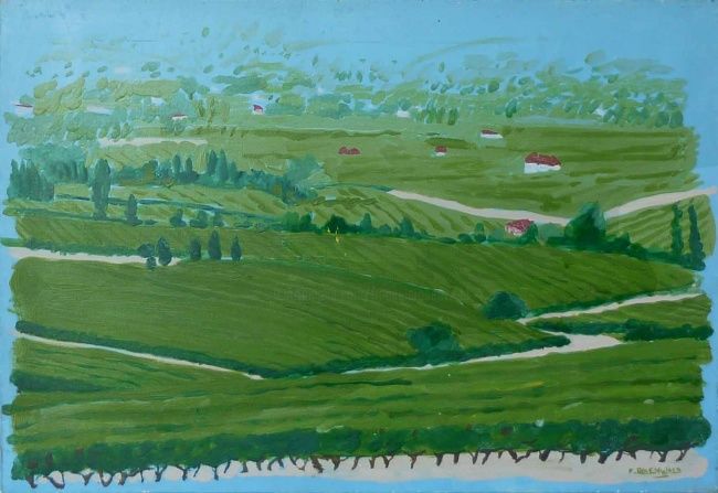 Peinture intitulée "Les vignes" par Francine Rosenwald : Parcours Artistique, Œuvre d'art originale