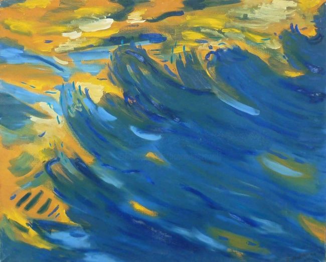 Peinture intitulée "La vague" par Francine Rosenwald : Parcours Artistique, Œuvre d'art originale