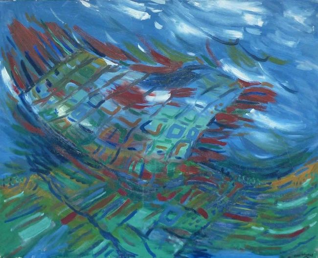 Peinture intitulée "Tapis volant" par Francine Rosenwald : Parcours Artistique, Œuvre d'art originale