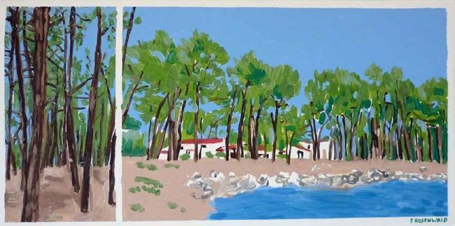Peinture intitulée "Horizon côte atlant…" par Francine Rosenwald : Parcours Artistique, Œuvre d'art originale