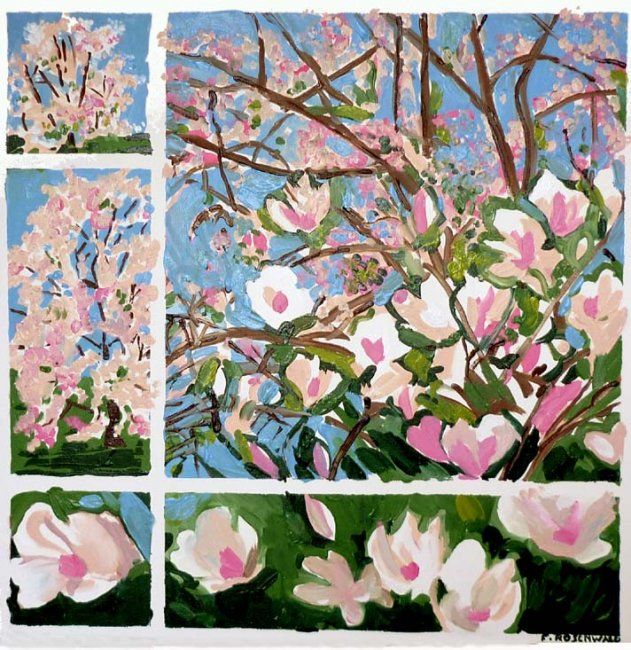 Painting titled "Mon magnolia" by Francine Rosenwald : Parcours Artistique, Original Artwork