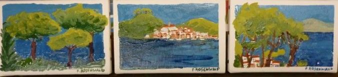 「St Tropez, 3 toiles…」というタイトルの絵画 Francine Rosenwald : Parcours Artistiqueによって, オリジナルのアートワーク