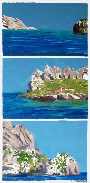 Painting titled "Calanques" by Francine Rosenwald : Parcours Artistique, Original Artwork