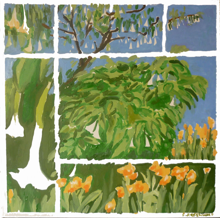 Peinture intitulée "daturas et orchidees" par Francine Rosenwald : Parcours Artistique, Œuvre d'art originale