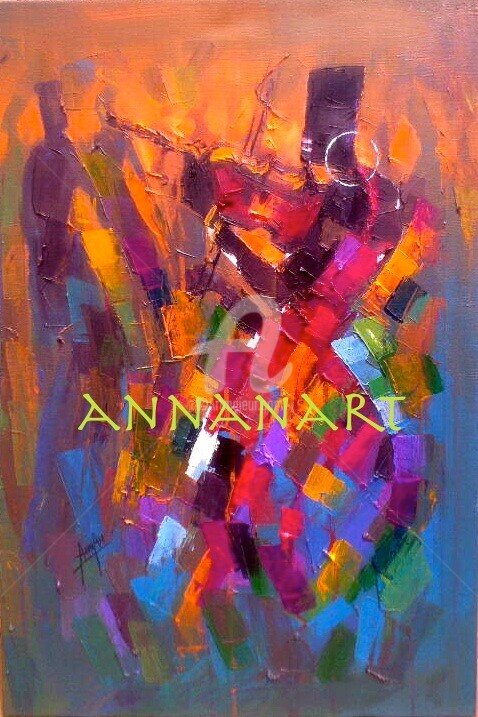Malarstwo zatytułowany „Violin 30"x20"” autorstwa Francis Annan Affotey, Oryginalna praca