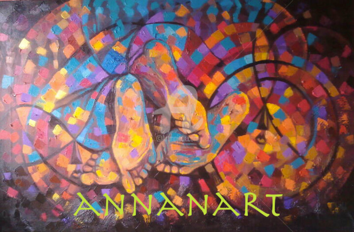 Painting titled "Married 44"x31"" by Francis Annan Affotey, Original Artwork