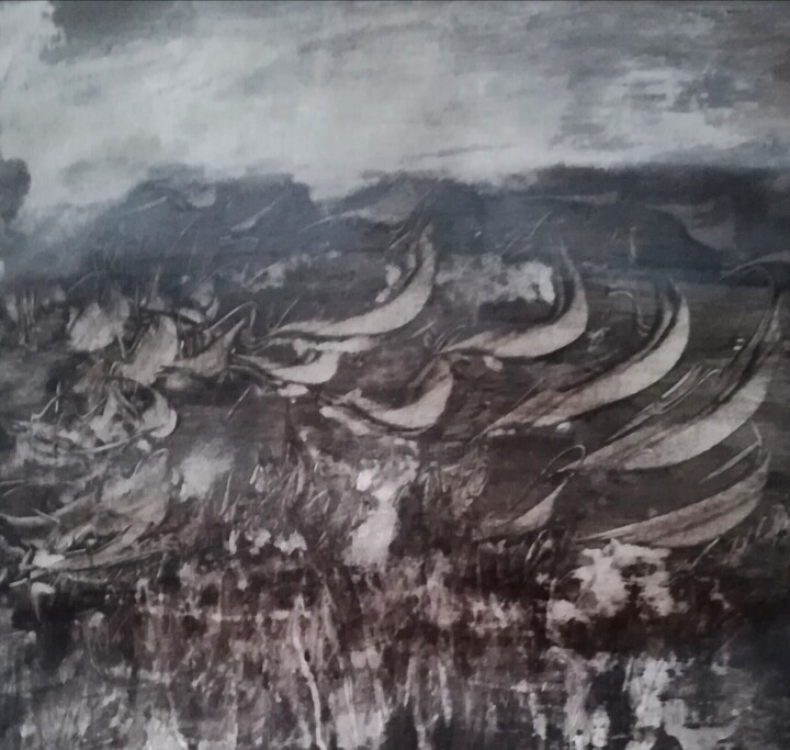 Peinture intitulée "Mar de atunes" par Francis Bausan, Œuvre d'art originale