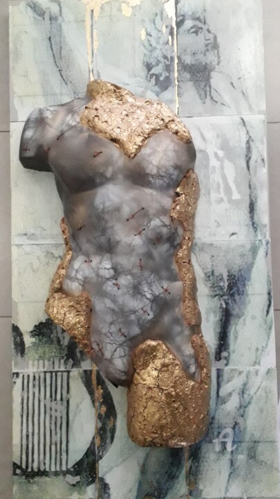 Sculpture titled "ORPHEE" by Francis G, Original Artwork, Resin Mounted on Wood Panel