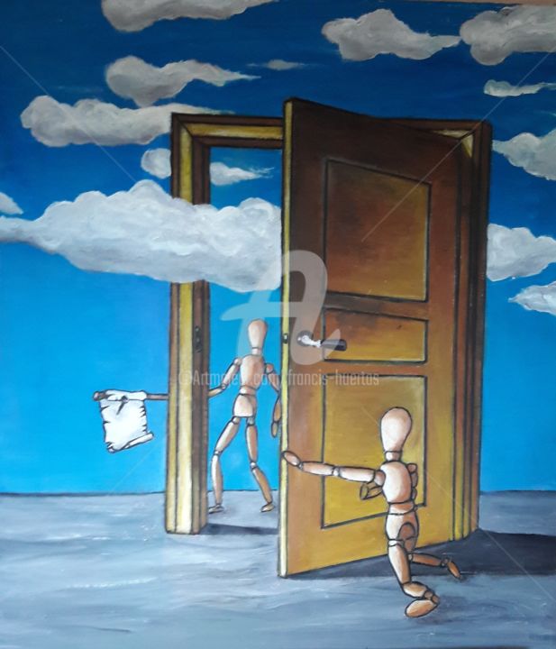 Schilderij getiteld "L'addiction" door Huertas, Origineel Kunstwerk, Olie
