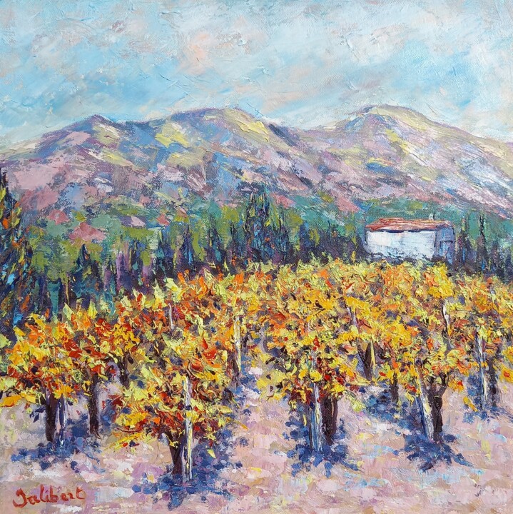 Painting titled "Après les vendanges" by Francis Jalibert, Original Artwork, Oil