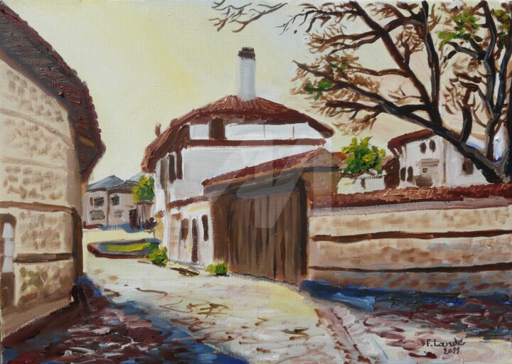 Peinture intitulée "Le Vieux Bansko 1" par Francis Lardé, Œuvre d'art originale, Huile Monté sur Châssis