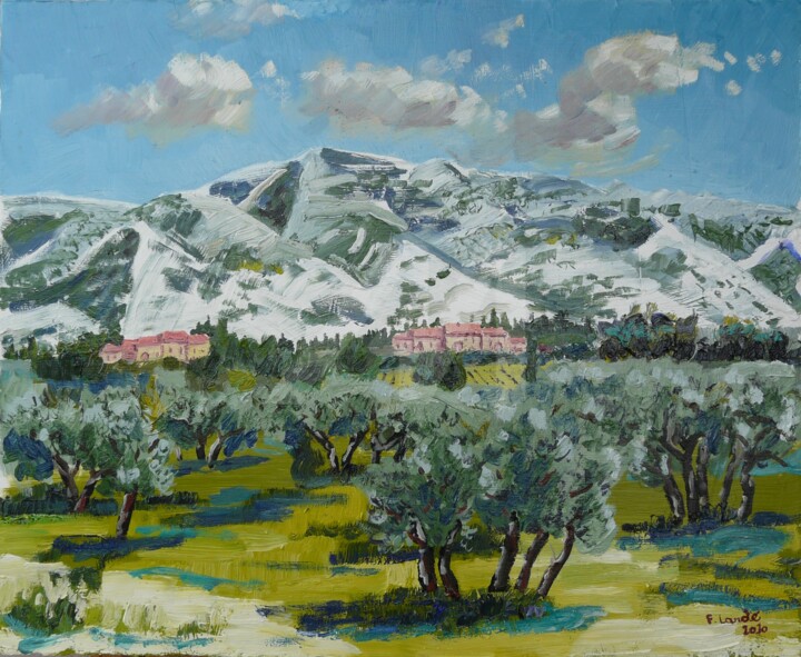 Peinture intitulée "Alpilles" par Francis Lardé, Œuvre d'art originale, Huile Monté sur Châssis en bois