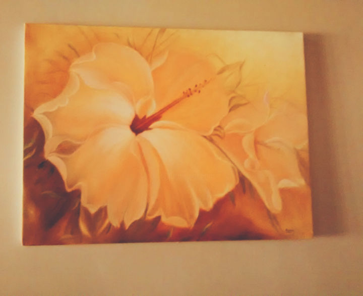 Pintura intitulada "Hibiscus" por Francis Rodrigues, Obras de arte originais, Óleo
